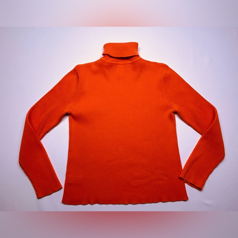 VTG Lauren Ralph Lauren Orange 🍊 Rib Knit Turtleneck Large - Picture 9 of 10